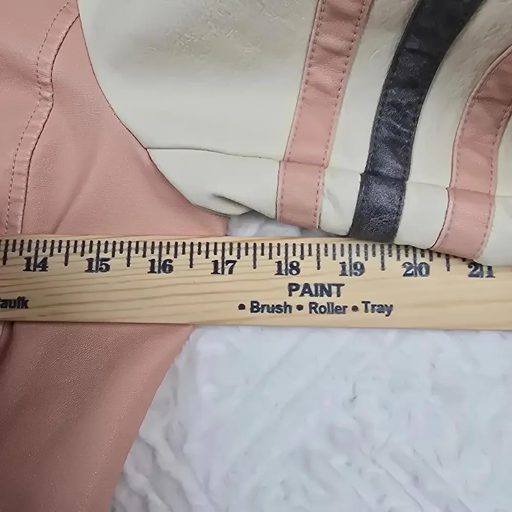 Urban Outfitters Pink and Cream Studded Leather Jacket